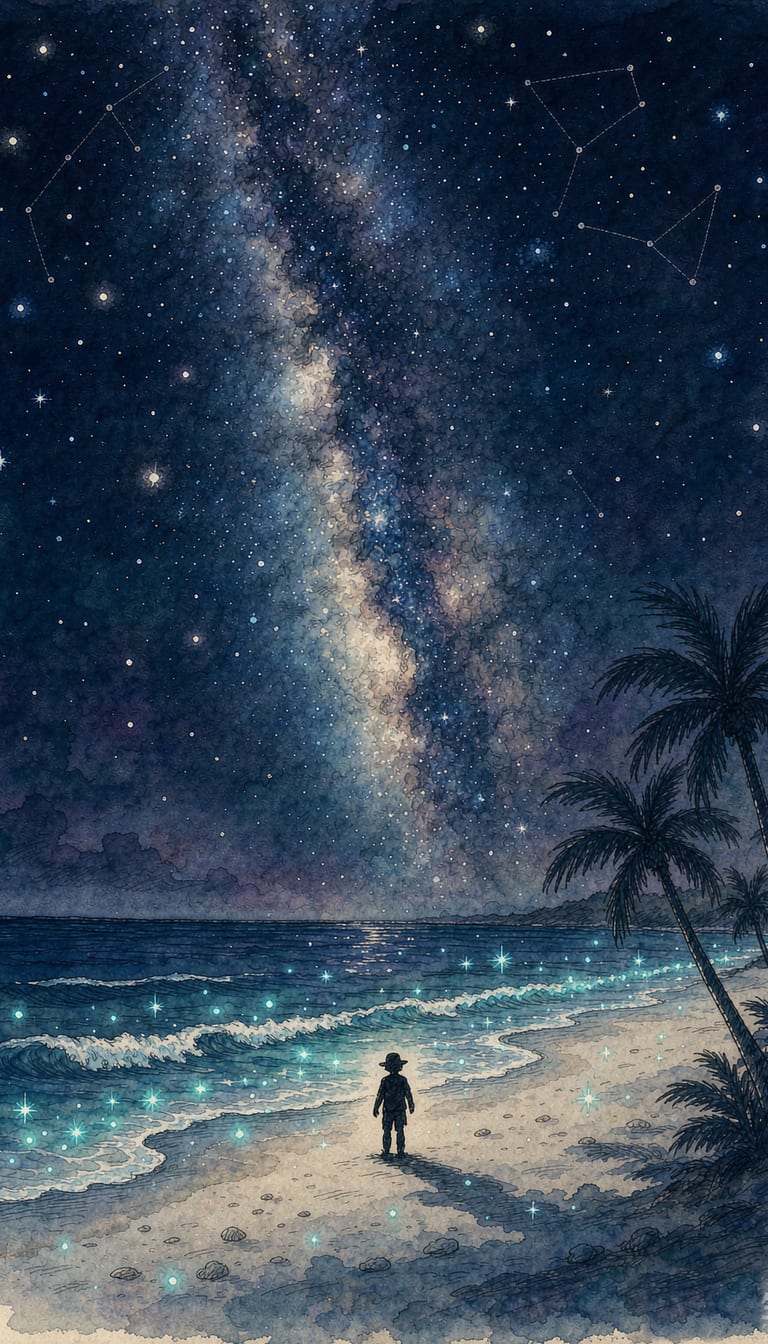 马尔代夫星空荧光海滩